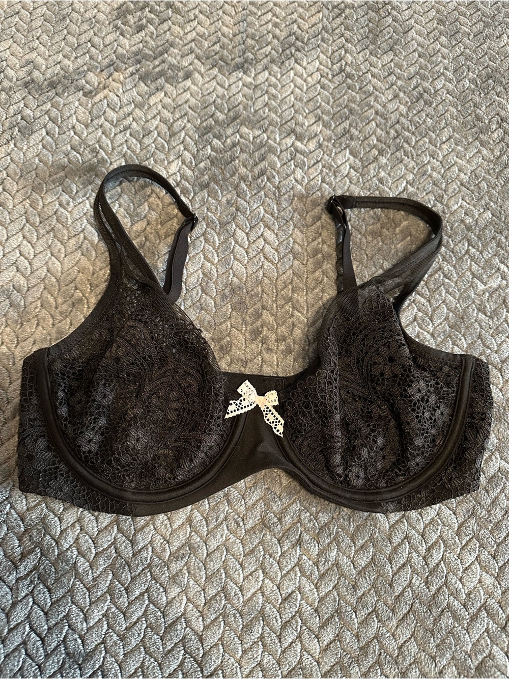 Victoria secret black floral unlined Demi bra size 34D